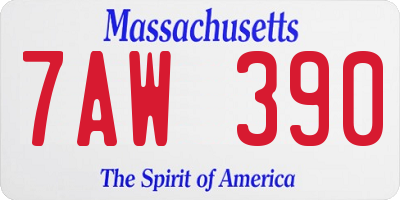 MA license plate 7AW390