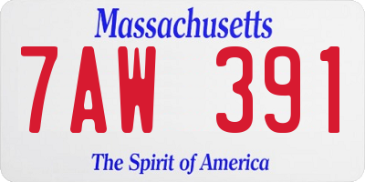 MA license plate 7AW391