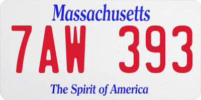 MA license plate 7AW393