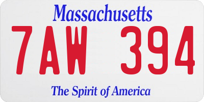 MA license plate 7AW394