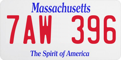 MA license plate 7AW396