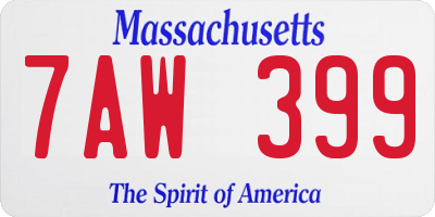 MA license plate 7AW399