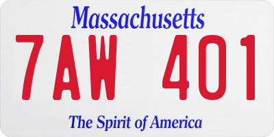 MA license plate 7AW401