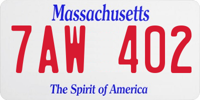 MA license plate 7AW402