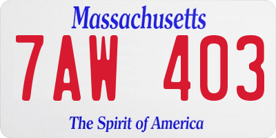 MA license plate 7AW403