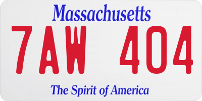 MA license plate 7AW404