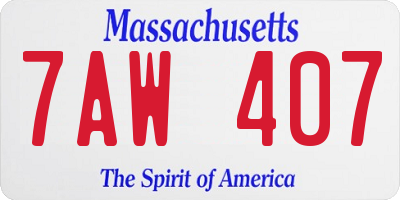 MA license plate 7AW407