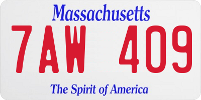 MA license plate 7AW409
