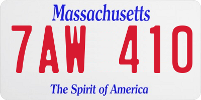 MA license plate 7AW410