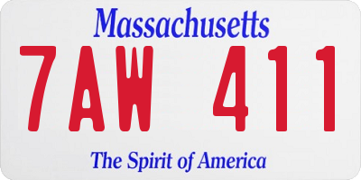 MA license plate 7AW411