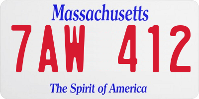 MA license plate 7AW412