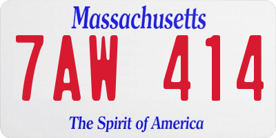 MA license plate 7AW414
