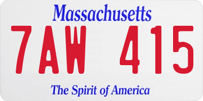 MA license plate 7AW415