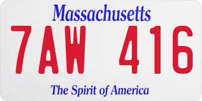 MA license plate 7AW416
