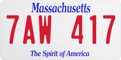 MA license plate 7AW417