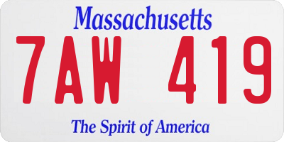 MA license plate 7AW419