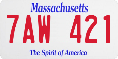 MA license plate 7AW421