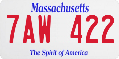MA license plate 7AW422