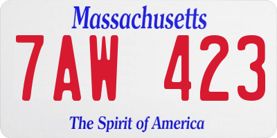 MA license plate 7AW423