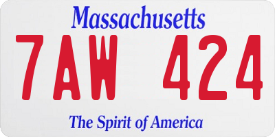 MA license plate 7AW424
