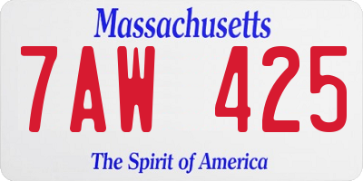 MA license plate 7AW425