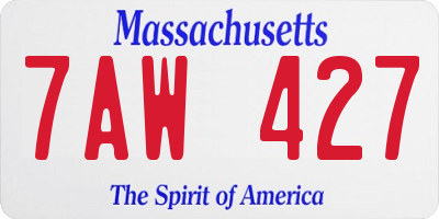MA license plate 7AW427