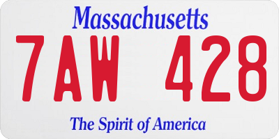 MA license plate 7AW428