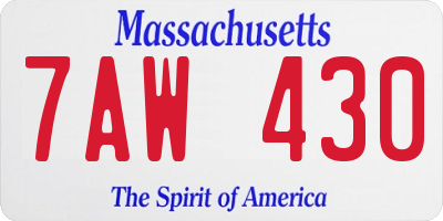 MA license plate 7AW430