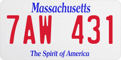 MA license plate 7AW431
