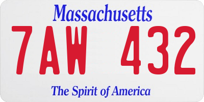 MA license plate 7AW432