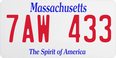 MA license plate 7AW433