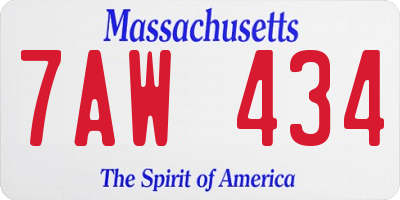 MA license plate 7AW434