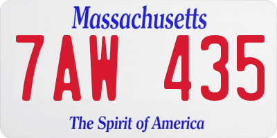 MA license plate 7AW435