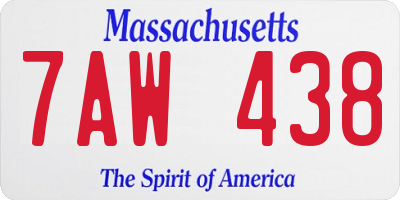 MA license plate 7AW438