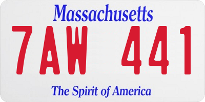 MA license plate 7AW441