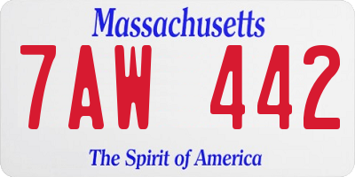 MA license plate 7AW442