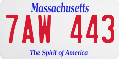 MA license plate 7AW443