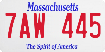 MA license plate 7AW445