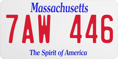 MA license plate 7AW446