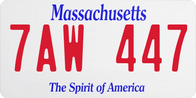 MA license plate 7AW447
