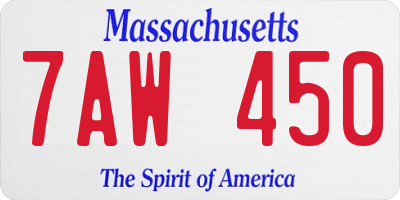 MA license plate 7AW450