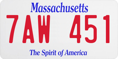 MA license plate 7AW451