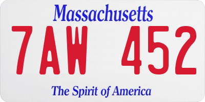 MA license plate 7AW452