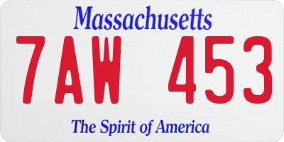 MA license plate 7AW453