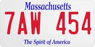 MA license plate 7AW454