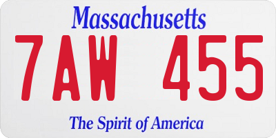 MA license plate 7AW455