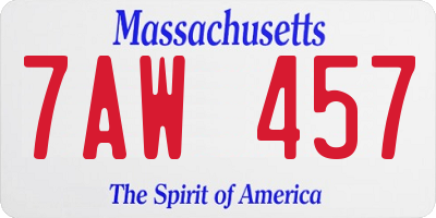 MA license plate 7AW457