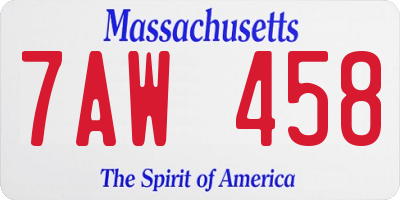 MA license plate 7AW458