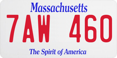 MA license plate 7AW460