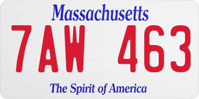 MA license plate 7AW463